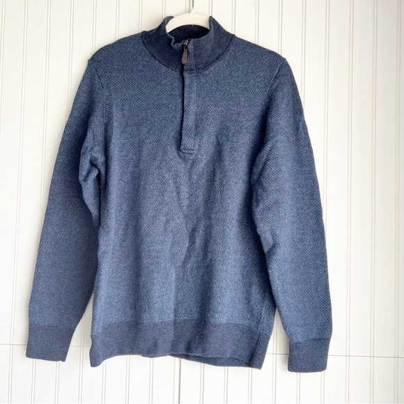 Vineyard Vines Other - Vineyard Vines Men Size L Boathouse Tipping 1/4 Zip Merino Wool  Blue Sweater